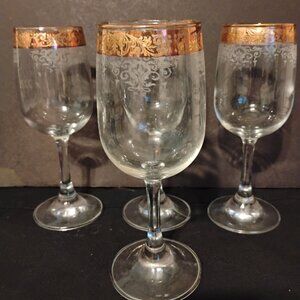 Cellini Italy Gold Band Goblets, Set of 4